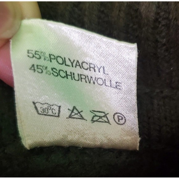 Vintage Wool Heavy Weight Cable Knit Fisherman Sweater Cardigan w Coin Buttons L - Picture 8 of 9